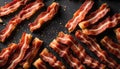 Crispy Bacon Slices on Black Background Royalty Free Stock Photo