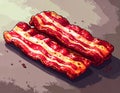 Crispy Bacon Strips on Dark Surface for Breakfast or Cooking Royalty Free Stock Photo