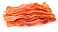 Crispy bacon strips isolated on white background