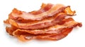 Crispy bacon strips isolated on white background