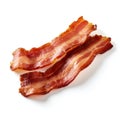 Crispy Bacon Strips Isolated on White Background. Generative ai