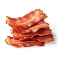 Crispy Bacon Strips Isolated on White Background. Generative ai