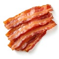 Crispy Bacon Strips Isolated on White Background. Generative ai