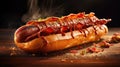 crispy bacon wrapped hot dog