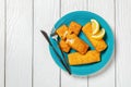 crispy baked battered pollock fillet on a plate