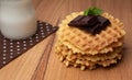 Crispy Belgian waffles with chocolate chips