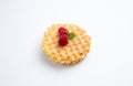 Crispy Belgian waffles with raspberry berries and mint leaves