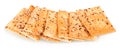 Crispy biscuits with sunflower seeds, flax and sesame seeds isolated on white.