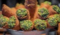 Crispy borma baklava with pistachios, Turkish dessert at a shop, Royalty Free Stock Photo