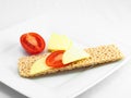 Crispy bread with low fat cheese Royalty Free Stock Photo