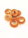 crispy bread rings on white background Royalty Free Stock Photo