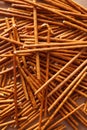 Crispy bread straw on brown paper background Royalty Free Stock Photo