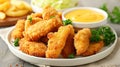Crispy Breaded Chicken Fingers: A Delectable Delight with Fresh Parsley and Homemade Honey Mustard S