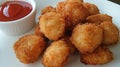 Crispy breaded chicken nuggets with ketchup Royalty Free Stock Photo