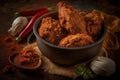 Crispy Buttermilk Fried Chicken. AI generative.