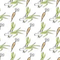 Crispy Carrot and Green Leek Seamless Pattern