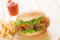 crispy chicken burger Royalty Free Stock Photo