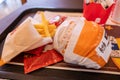 Crispy chicken burguer menu, Burger King is an american chain of fast food Royalty Free Stock Photo