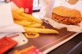 Crispy chicken burguer menu, Burger King is an american chain of fast food Royalty Free Stock Photo