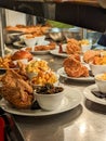 crispy chicken dinner plates prepared for dinner at the restaurant