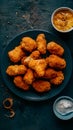 Crispy chicken nuggets, golden bites of savory delight captured