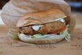 Crispy Chicken Sandwich at an Arby`s restaurant in the USA.