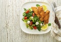 Fried chicken salad meal with lettuce Royalty Free Stock Photo