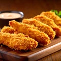 Crispy Chicken Tenders with Dipping Sauce Plate Royalty Free Stock Photo