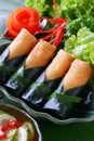 Crispy Chinese Traditional Spring rolls food Royalty Free Stock Photo