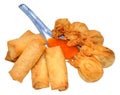 Crispy Chinese Wontons And Spring Rolls Royalty Free Stock Photo