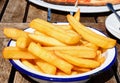 Crispy chunky chips in a white dish, Gozo. Royalty Free Stock Photo