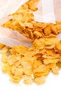 Crispy corn flakes from a package