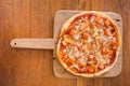 Crispy crab pizza on table Royalty Free Stock Photo