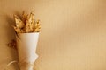 Crispy crackers with flax seeds in a paper bundle tied with a jute rope