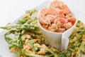 Crispy deep fried morning glory with spicy seafood Royalty Free Stock Photo