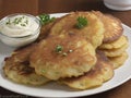 Crispy Delights. Mastering the Art of Kartoffelpuffer. Grated Potato Pancakes Royalty Free Stock Photo