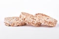 Crispy dietary bread, white background. Royalty Free Stock Photo