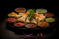 Crispy dosas served with an array of chutneys, capturing the essence of South Indian cuisine Royalty Free Stock Photo