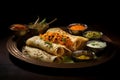 Crispy dosas served with an array of chutneys, capturing the essence of South Indian cuisine Royalty Free Stock Photo