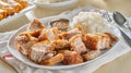 Crispy filipino lechon kawali with white rice Royalty Free Stock Photo