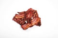 Crispy fried bacon isolated on a white background. Royalty Free Stock Photo