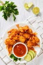 Crispy Fried Butterfly Shrimp on a white plate Royalty Free Stock Photo