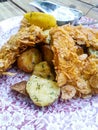 Crispy Fried chicken and Chips Royalty Free Stock Photo