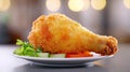 Crispy Fried Chicken Leg with Side Salad Royalty Free Stock Photo