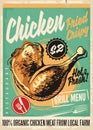 Crispy fried chicken legs retro restaurant menu design