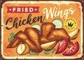 Crispy fried chicken meat retro poster idea Royalty Free Stock Photo