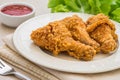 Crispy fried chicken on plate and dip sauce Royalty Free Stock Photo