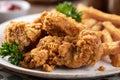 Crispy fried chicken tenders and french fries Royalty Free Stock Photo