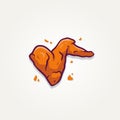 Crispy fried chicken wings flat icon vector illustration design. fast food fried chicken wings flat design Royalty Free Stock Photo