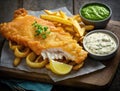 Crispy fried fish and chips